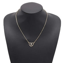 Load image into Gallery viewer, CHANEL Heart/CC Logo Necklace Metal Rhinestone
