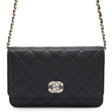 Load image into Gallery viewer, CHANEL Matelasse Chain Wallet Heart/CC Logo 25th New Black Caviar Leather
