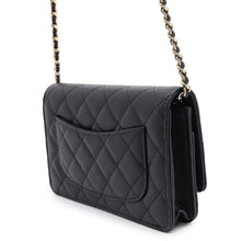 Load image into Gallery viewer, CHANEL Matelasse Chain Wallet Heart/CC Logo 25th New Black Caviar Leather
