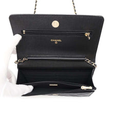 Load image into Gallery viewer, CHANEL Matelasse Chain Wallet Heart/CC Logo 25th New Black Caviar Leather
