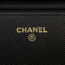 将图像加载到图库查看器中，CHANEL Matelasse Chain Wallet Heart/CC Logo 25th New Black Caviar Leather
