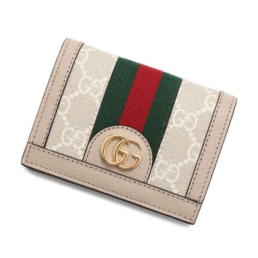 GUCCI Ophidia GG Supreme Bifold Wallet Beige/White523155 PVC/Leather