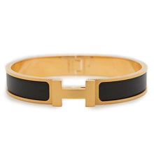 将图像加载到图库查看器中，HERMES ClicHH Bracelet Size T5 Black Metal Enamel
