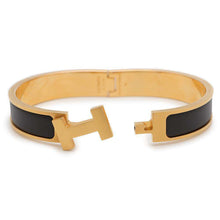 将图像加载到图库查看器中，HERMES ClicHH Bracelet Size T5 Black Metal Enamel
