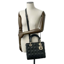 Load image into Gallery viewer, Dior Lady Dior 2WAYHandbag BlackM0565ONGE Lambskin Size Medium
