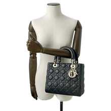 将图像加载到图库查看器中，Dior Lady Dior 2WAYHandbag BlackM0565ONGE Lambskin Size Medium
