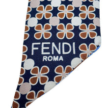 Load image into Gallery viewer, FENDI Lappy Flower Pattern Scarf Blue/Brown/MulticolorFXT011 Silk100%
