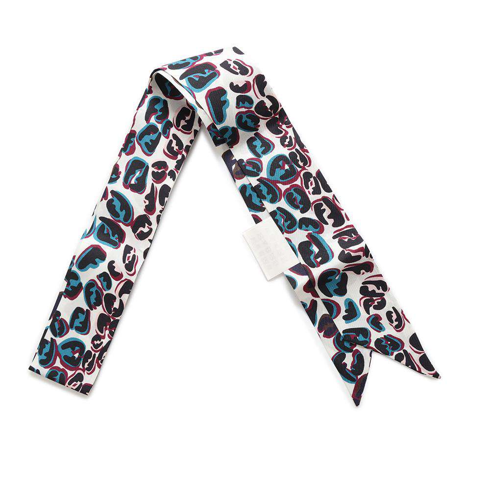 FENDI Lappy Leopard Pattern Scarf White/MulticolorFXT011 Silk100%