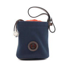 将图像加载到图库查看器中，HERMES On the Go Dog Treat Pouch Navy/Feu Canvas Nylon
