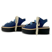 Load image into Gallery viewer, FENDI Platform Sandals Blue Denim Rubber Size 38
