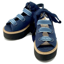 将图像加载到图库查看器中，FENDI Platform Sandals Blue Denim Rubber Size 38
