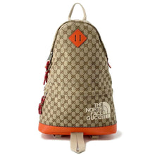 将图像加载到图库查看器中，GUCCI GG Supreme The North Face Collaboration Backpack Beige/Orange650288 Canvas Leather
