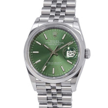 将图像加载到图库查看器中，ROLEX Datejust W36mm Stainless Steel Mint Green Dial126200
