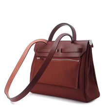 将图像加载到图库查看器中，HERMES Herbag zip Rouge H Toile H Vache Hunter Leather Size PM
