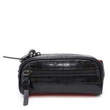 将图像加载到图库查看器中，Christian Louboutin Blaster Cloth Crossbody Bag Black/Red1215059 Embossed Leather Rubber
