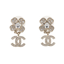 Load image into Gallery viewer, CHANEL Clover Earrings Champagne GoldABF239 Metal Rhinestone
