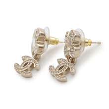 Load image into Gallery viewer, CHANEL Clover Earrings Champagne GoldABF239 Metal Rhinestone
