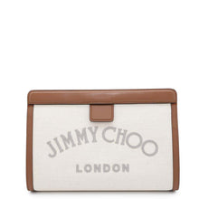 Load image into Gallery viewer, JIMMY CHOO VARENNE POUCH Natural/Brown Canvas Leather
