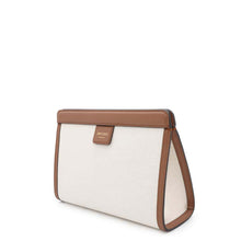 Load image into Gallery viewer, JIMMY CHOO VARENNE POUCH Natural/Brown Canvas Leather
