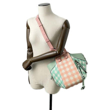 将图像加载到图库查看器中，LOEWE Hammock Gingham Check Green/Pink321.04.S35 Leather Size Small
