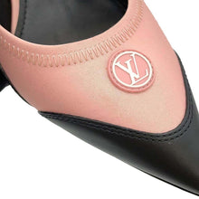 Load image into Gallery viewer, LOUIS VUITTON Arclight Line Back Strap Pumps Rose Powder/Black Leather Satin Size 38.5
