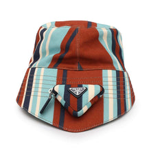 将图像加载到图库查看器中，PRADA Bucket hat with pouch Size L Brown/Light Blue/White2HC282 Cotton100%
