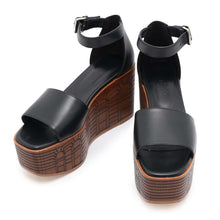 将图像加载到图库查看器中，HERMES Sandals Illusion Brown/Black Leather Size 35
