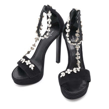 Load image into Gallery viewer, LOUIS VUITTON LV Circle Flower Bijoux Sandals Black suede Size 38
