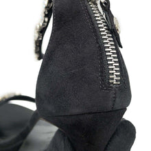 Load image into Gallery viewer, LOUIS VUITTON LV Circle Flower Bijoux Sandals Black suede Size 38
