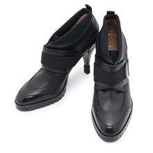 Load image into Gallery viewer, HERMES Derby Spicy Booties Black Goatskin Leather Canvas Size 39
