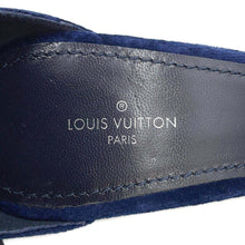 Load image into Gallery viewer, LOUIS VUITTON Silhouette Line Back Strap Sandals Navy Velvet Rhinestone Size 38
