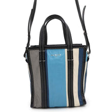 将图像加载到图库查看器中，BALENCIAGA Bazar Shopper Blue/Black452458 Leather Size XS
