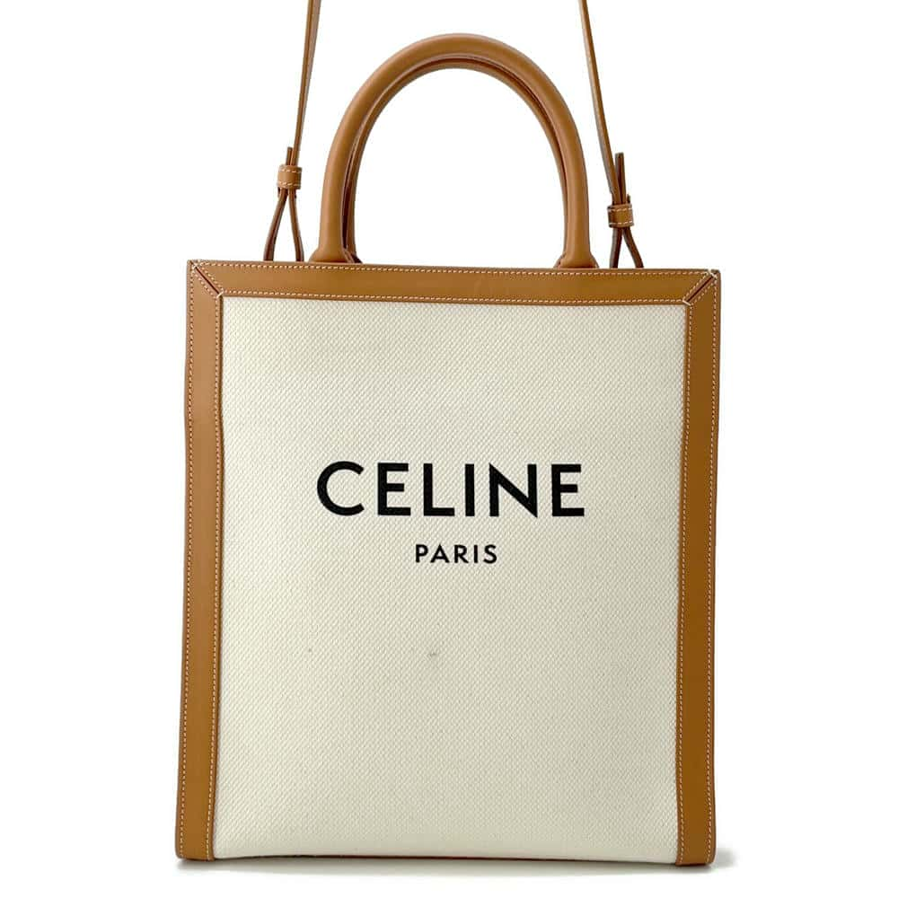 CELINE Vertical Cover 2WAY Shoulder Natural/Tan192082BNZ.02NT Canvas Leather Size Small