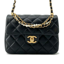 将图像加载到图库查看器中，CHANEL Mini Flap Bag BlackAS4385 Lambskin
