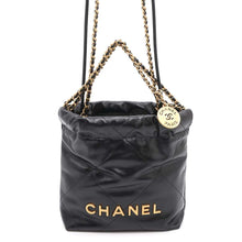 将图像加载到图库查看器中，CHANEL CHANEL22 ChainShoulder Bag BlackAS3980 Shiny Calf Leather Size Mini
