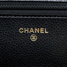 将图像加载到图库查看器中，CHANEL Classic Chain Wallet BlackAP0250 Caviar Leather
