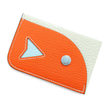 将图像加载到图库查看器中，HERMES Poisson Card Case Orange Minyan/Vert Fizz Chevre Myzore Goatskin
