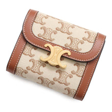 Load image into Gallery viewer, CELINE Triomphe Small Flap Wallet Brown/Beige10D782FCW.01BC Canvas/Leather
