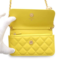 Load image into Gallery viewer, CHANEL Matelasse Cocoball Chain Phone Case YellowAP3071 Lambskin
