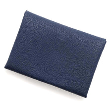 将图像加载到图库查看器中，HERMES Calvi Duo Navy Blue Chevre Myzore Goatskin
