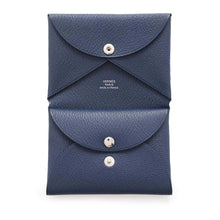 将图像加载到图库查看器中，HERMES Calvi Duo Navy Blue Chevre Myzore Goatskin
