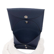 将图像加载到图库查看器中，HERMES Calvi Duo Navy Blue Chevre Myzore Goatskin
