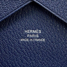 将图像加载到图库查看器中，HERMES Calvi Duo Navy Blue Chevre Myzore Goatskin
