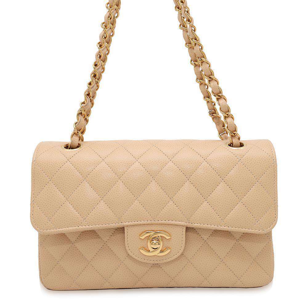 CHANEL Matelasse23 CC Logo Double Chain BeigeA01113 Caviar Leather