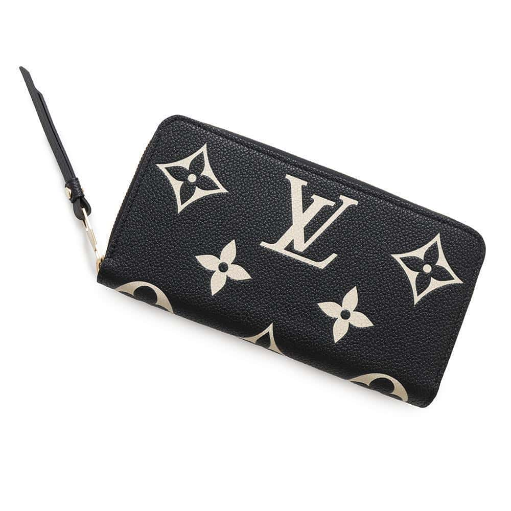 LOUIS VUITTON Zippy Wallet Noir/BeigeM80481 Bicolor Monogram Empreinte Leather