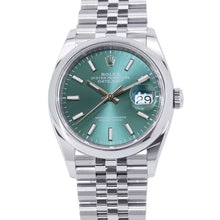 将图像加载到图库查看器中，ROLEX Datejust 36 W36mm Stainless Steel Mint Green Dial126200
