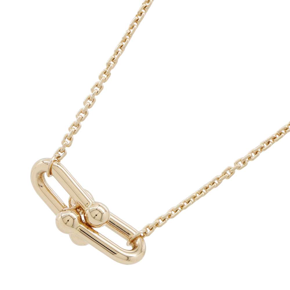 TIFFANY&Co. Hardware Double Link Pendant Necklace Size Small75060726 18K Pink Gold