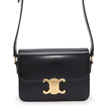 将图像加载到图库查看器中，CELINE Teen Triomphe Shoulder Bag Black188423 Shiny Calf Leather
