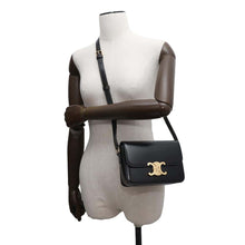 Load image into Gallery viewer, CELINE Teen Triomphe Shoulder Bag Black188423 Shiny Calf Leather
