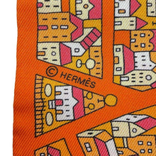 Load image into Gallery viewer, HERMES Twilly Rive Droite Rive Gauche Right and Left Banks Orange/Multicolor Silk100%
